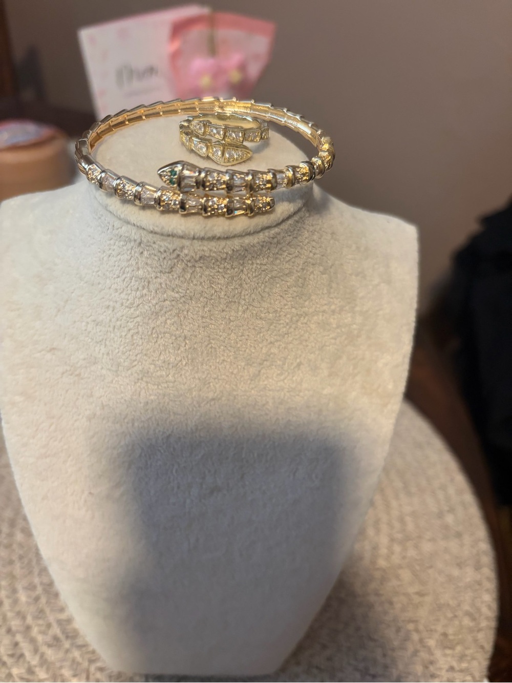 Gold-Tone Crystal Bangle Bracelet and Ring Set
